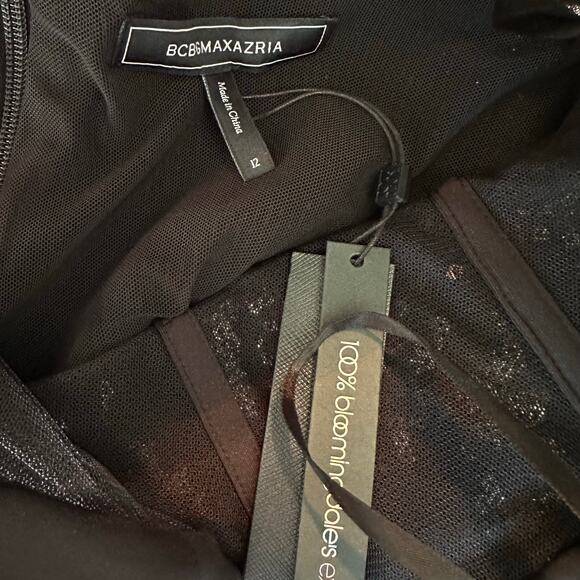 BCBGMAXAZRIA Strapless Sequined Formal Party Gown Size 12 Black - Picture 10 of 12